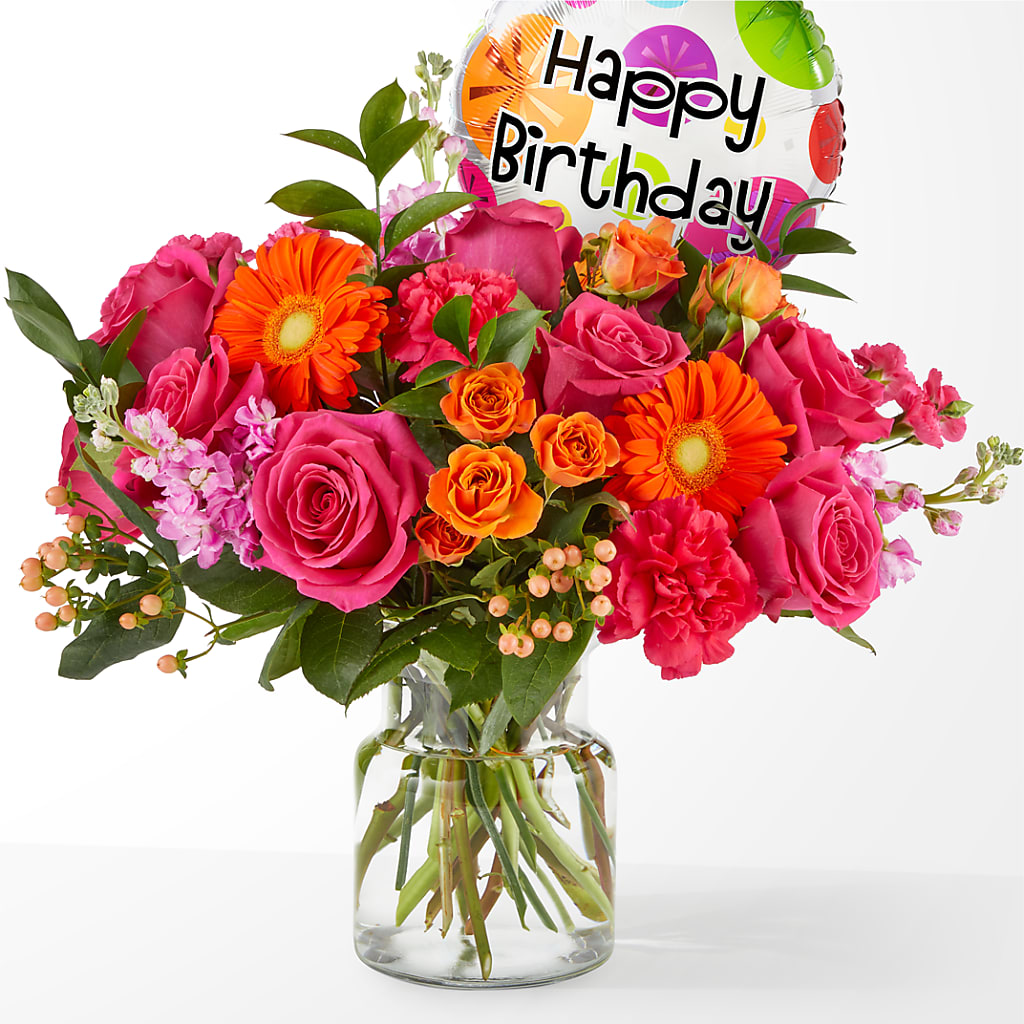 Fiesta Bouquet with Birthday Balloon – Hurst Florist, Callahan FL
