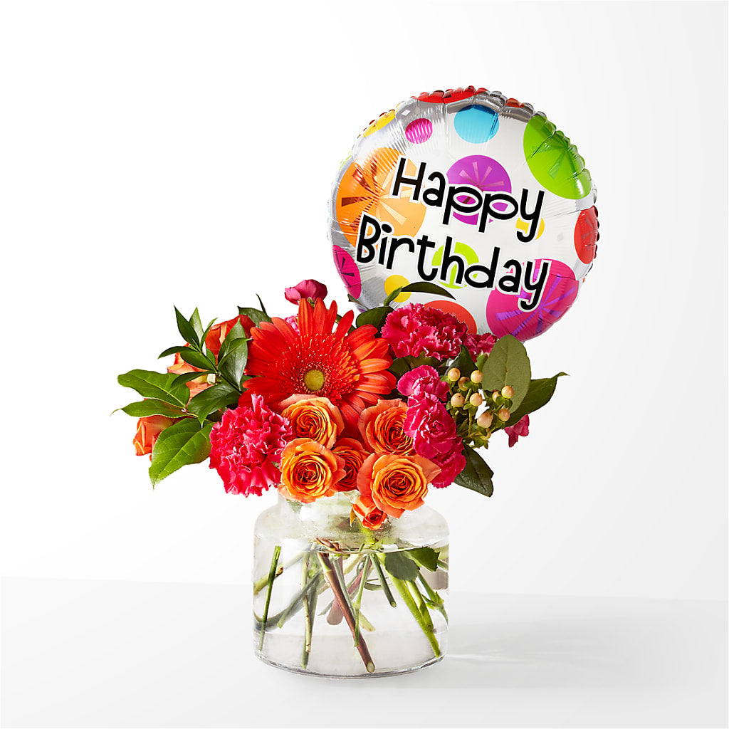 Fiesta Bouquet with Birthday Balloon – Hurst Florist, Callahan FL