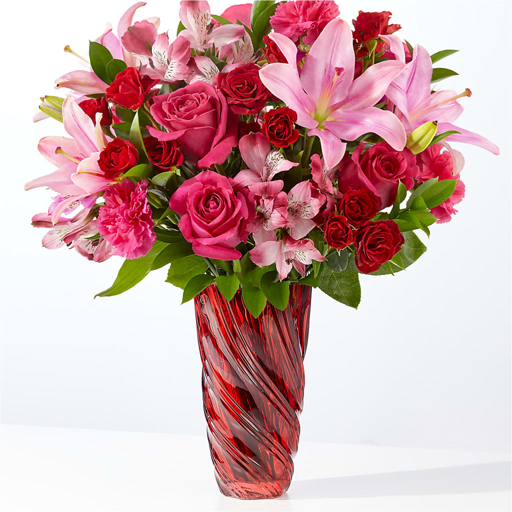In Love Bouquet with Luxe Swirl Vase – Hurst Florist, Callahan FL