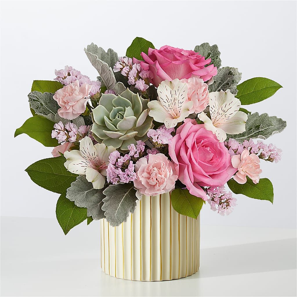 Dusty Rose Bouquet with Ivory Vase – Hurst Florist, Callahan FL
