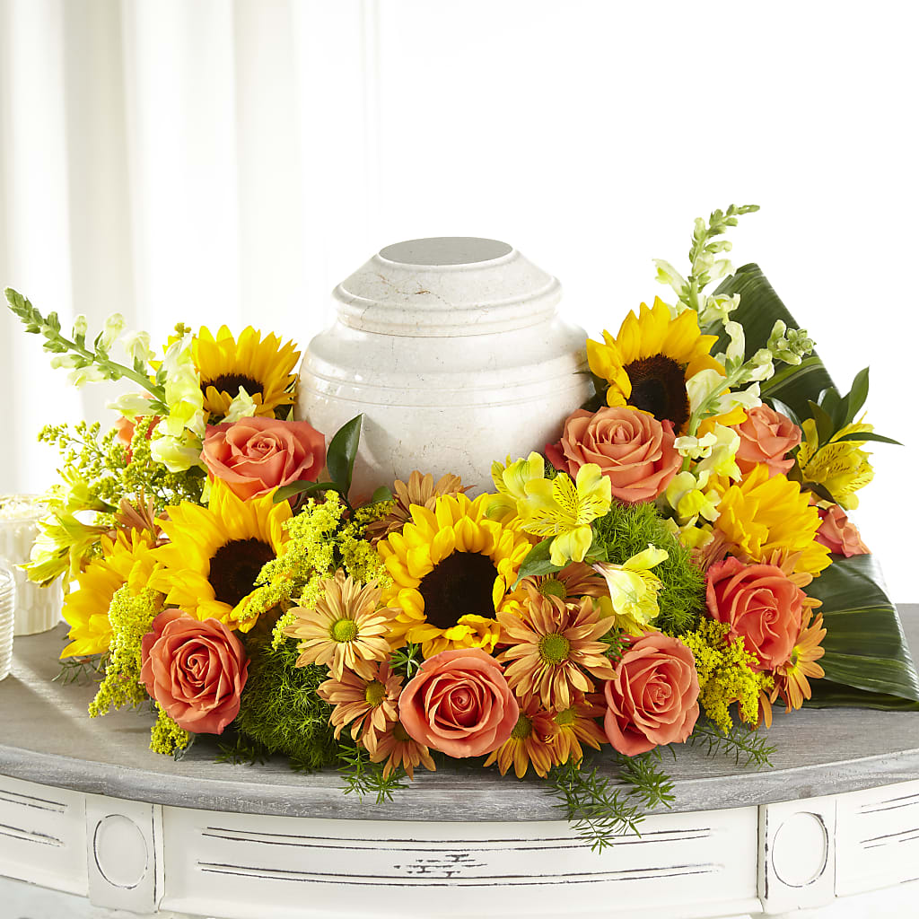Faithful Sunflower Cremation Adornment – Hurst Florist, Callahan FL