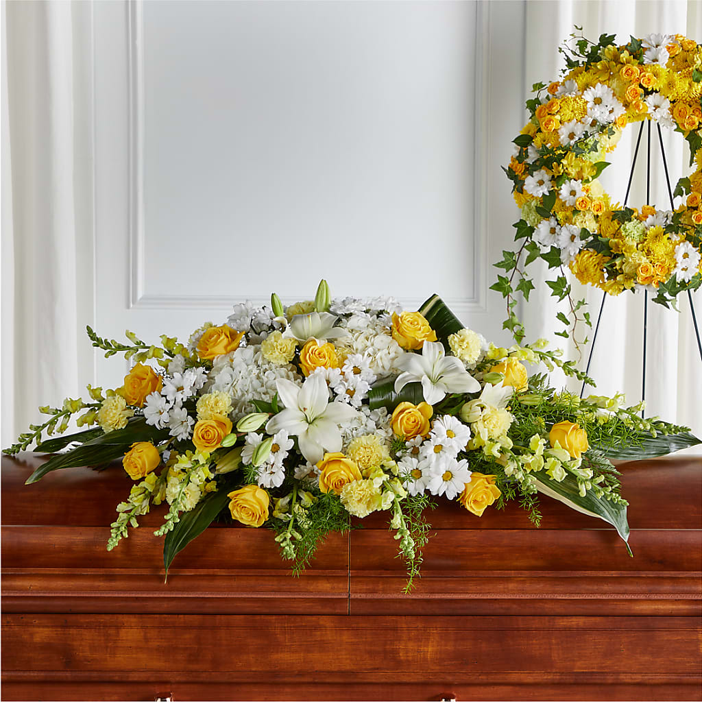 Golden Harmony Casket Spray – Hurst Florist, Callahan FL
