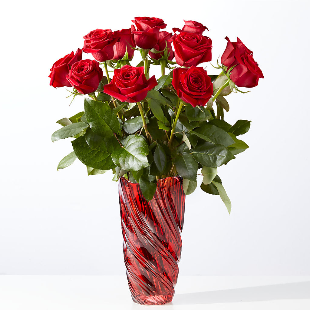 Classic Love Red Rose Bouquet with Luxe Swirl Vase – Hurst Florist, Callahan FL
