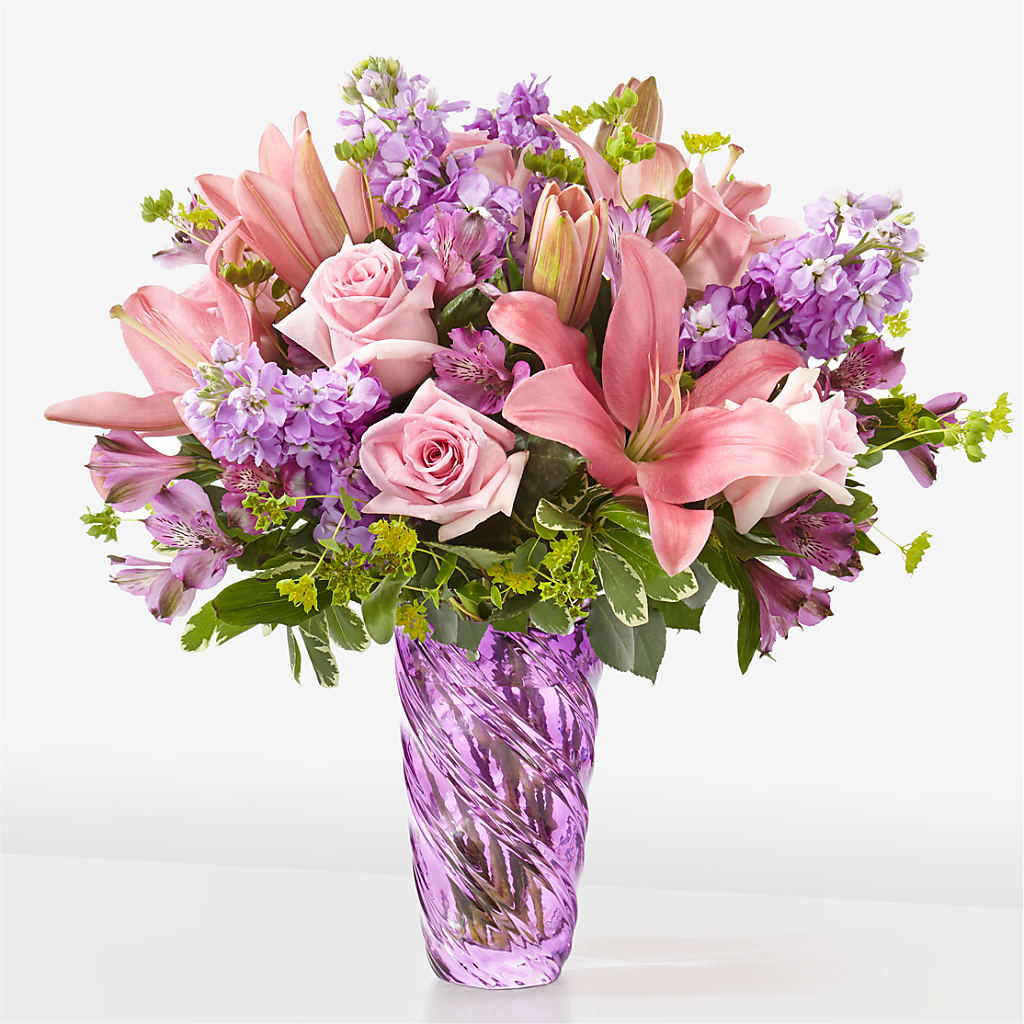 Precious Petals Bouquet with Luxe Swirl Vase – Hurst Florist, Callahan FL