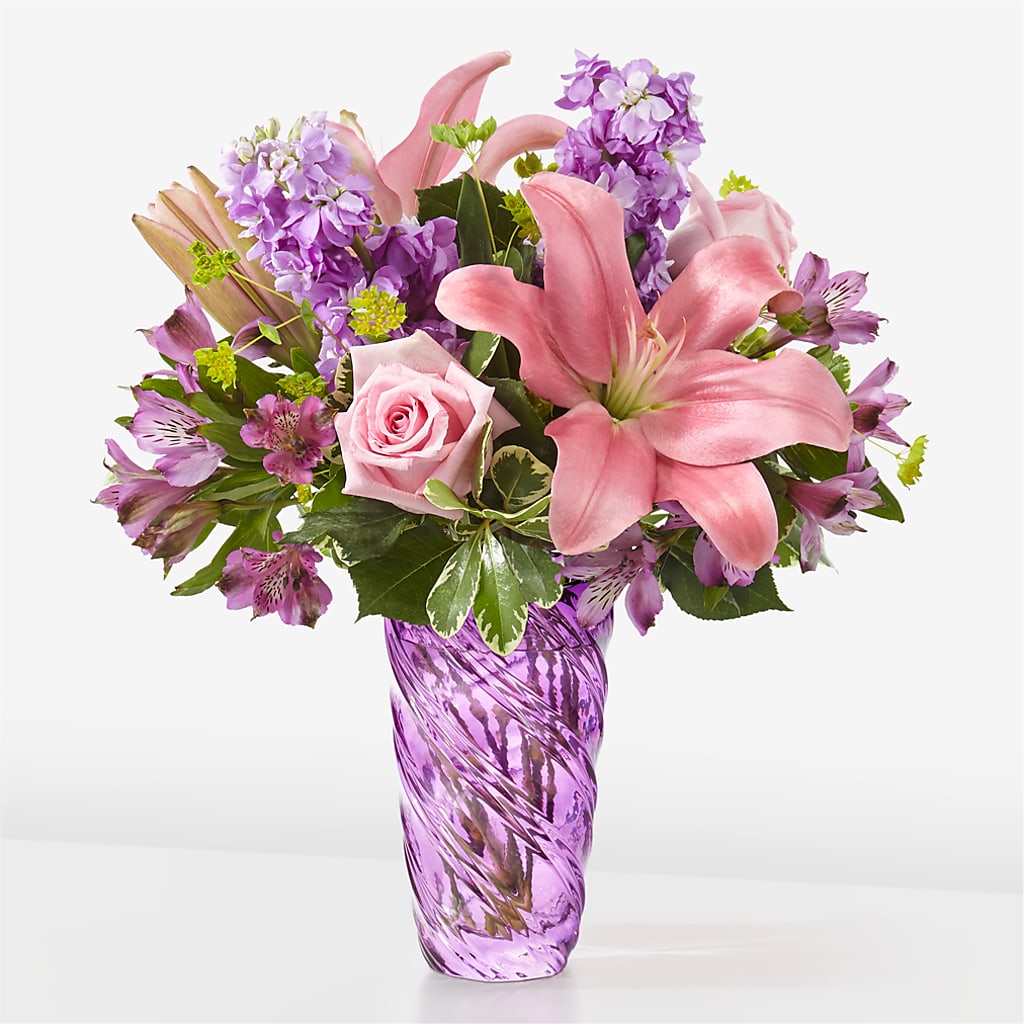 Precious Petals Bouquet with Luxe Swirl Vase – Hurst Florist, Callahan FL
