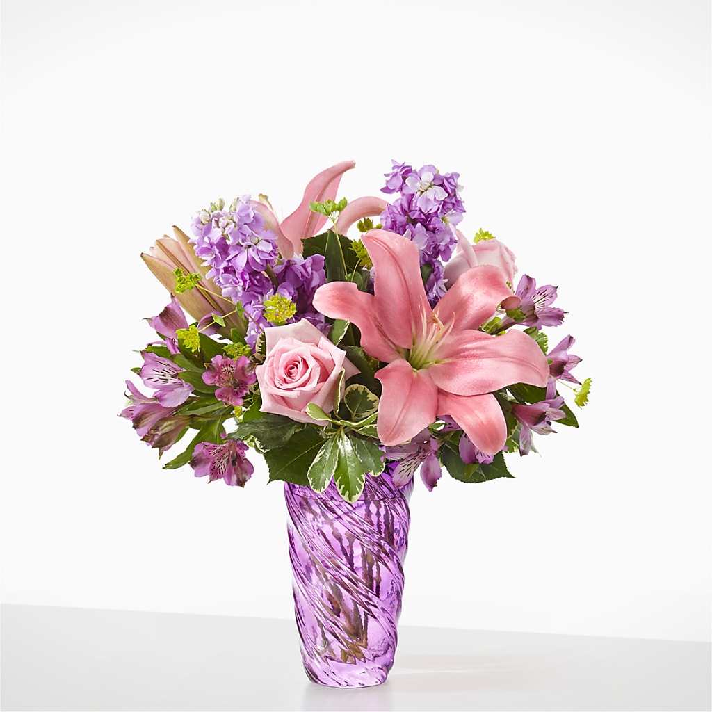 Precious Petals Bouquet with Luxe Swirl Vase – Hurst Florist, Callahan FL