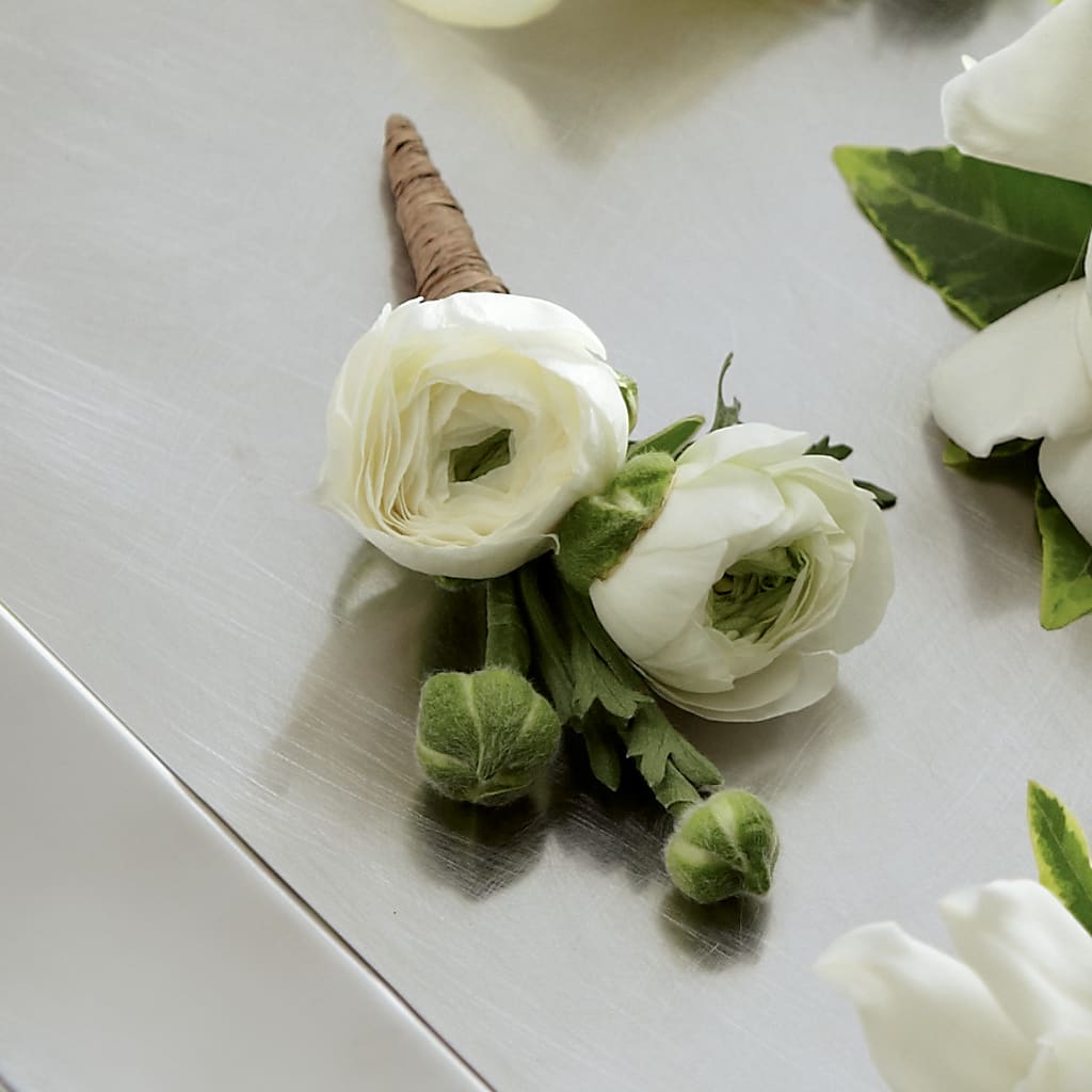 White Ranunculus Boutonniere – Hurst Florist, Callahan FL