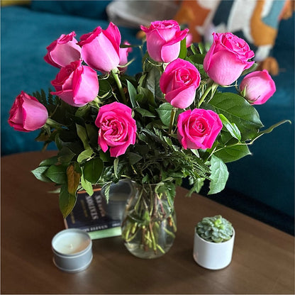 Long Stem Pink Rose Bouquet –  Hurst Florist, Callahan FL