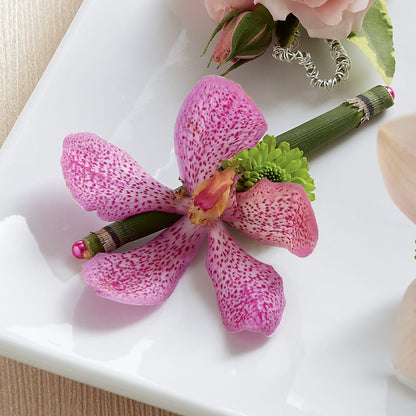 Pink Mokara Boutonniere –  Hurst Florist, Callahan FL