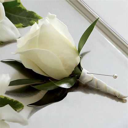 White Rose Boutonniere –  Hurst Florist, Callahan FL