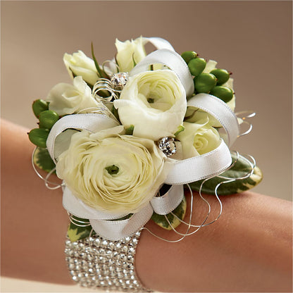 White Wedding Corsage –  Hurst Florist, Callahan FL